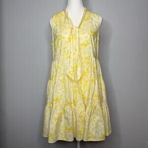 Lisa Marie Fernandez Yellow Floral Tiered Sleeveless Dress Women’s Size S